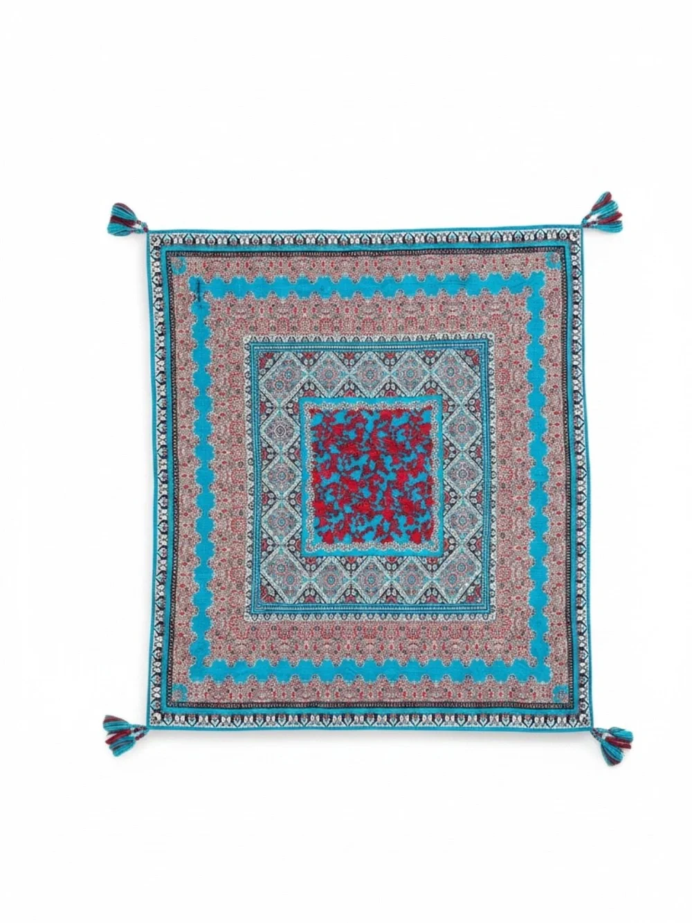Johnny Was Square Tassel Silk Scarf